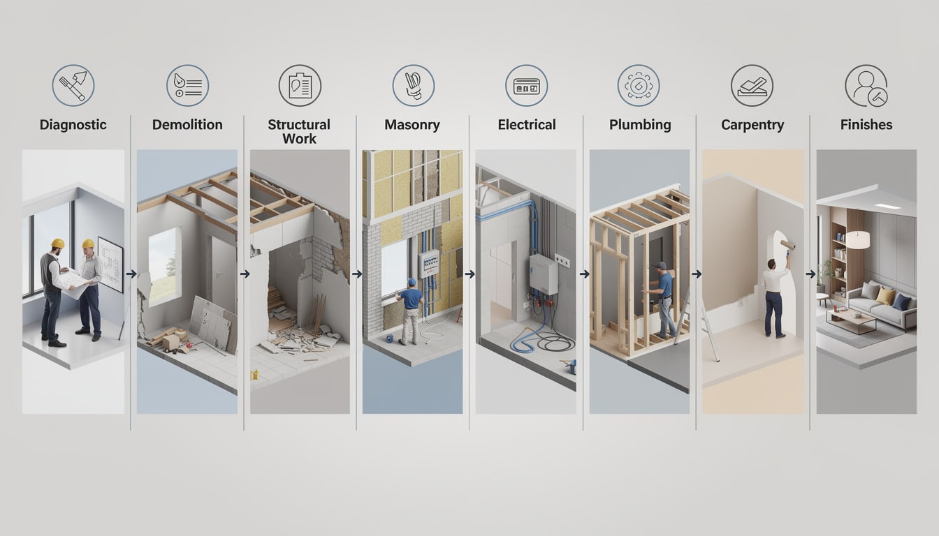 d&eacute;couvrez l'ordre logique des postes pour une r&eacute;novation de maison r&eacute;ussie, &eacute;tape par &eacute;tape, afin d'optimiser votre chantier et garantir un r&eacute;sultat de qualit&eacute;.